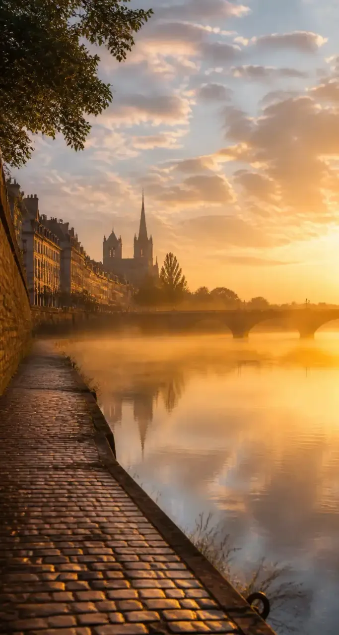 Brume matinale sur les bords de Loire à Orléans