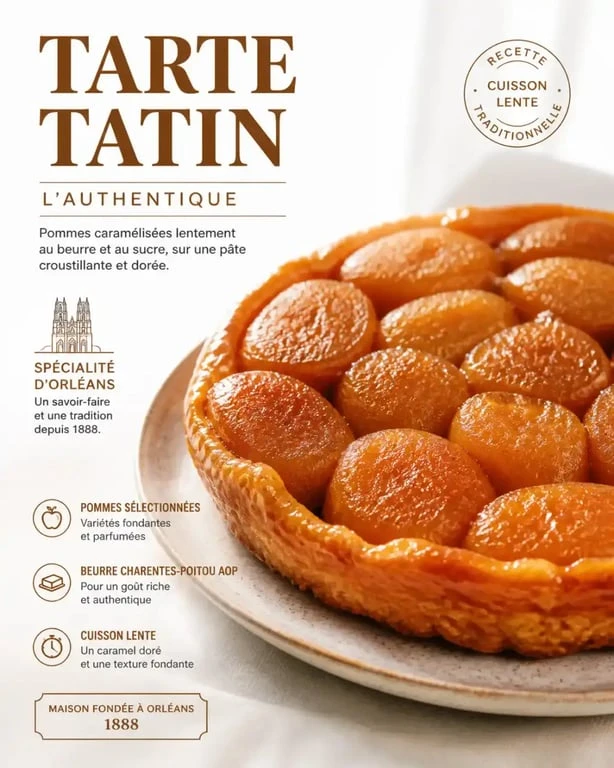 Tarte Tatin traditionnelle, spécialité culinaire orléans