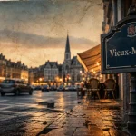 Place du vieux marché Orléans, parking actuel et façades anciennes