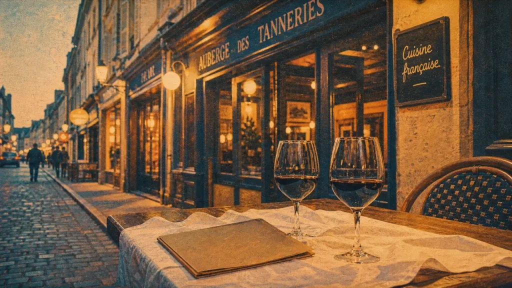 restaurant orléans rue de bourgogne : table de bistrot et menu cuisine française