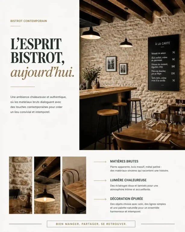 Cadre chaleureux et décor en pierres du restaurant L'Ardoise à Orléans