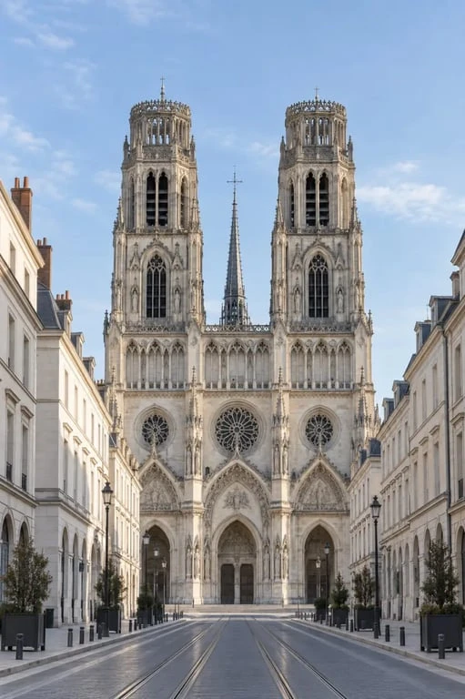 Orléans cathédrale Sainte-Croix vue depuis la rue Jeanne-d’Arc