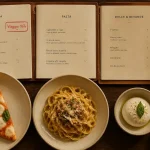 Nouveau restaurant italien Orléans : pizza et pâtes sur table en bois