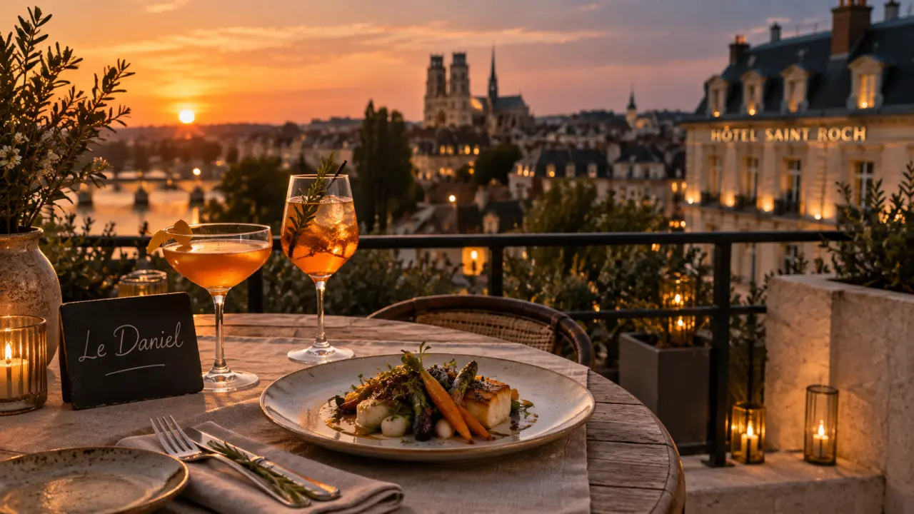restaurant le daniel orléans : rooftop bistronomique hôtel Saint Roch à l’heure dorée