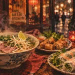 Restaurant vietnamien Orléans : bol de phở et nems